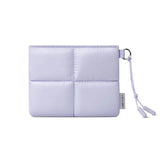 Cute Puffy Quilted Mini Wallet: Coin Purse with ID Window & Keychain