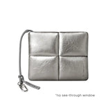Cute Puffy Quilted Mini Wallet: Coin Purse with ID Window & Keychain