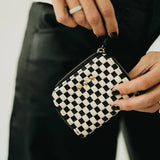 Casual Chic Woven Vegan Leather Wallet: Compact Zip-Around Coin Purse
