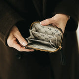 Casual Chic Woven Vegan Leather Wallet: Compact Zip-Around Coin Purse