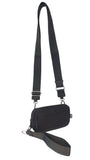 The Carry All Wallet (#8036-5) Minimalist Crossbody Bag with RFID Protection - Black (with strap)