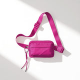 Multi Pockets Crossbody Bag with Keychain (#12123) - Hot Pink