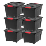 IRIS USA 32 Qt. Plastic Stackable Storage Bin with Lid, Clear, Storage Organizer, 6 Pack
