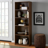 Mainstays 5-Shelf Bookcase with Adjustable Shelves, True Black Oak