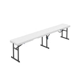 Mainstays 6 Foot Fold-in-Half Bench, Steel Frame, Indoor Outdoor, Includes Carry Handle, White