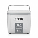 RTIC 8 QT, 12 Can Ice Chest Cooler Hard-Sided, White & Grey, Road Trip Personal Cooler