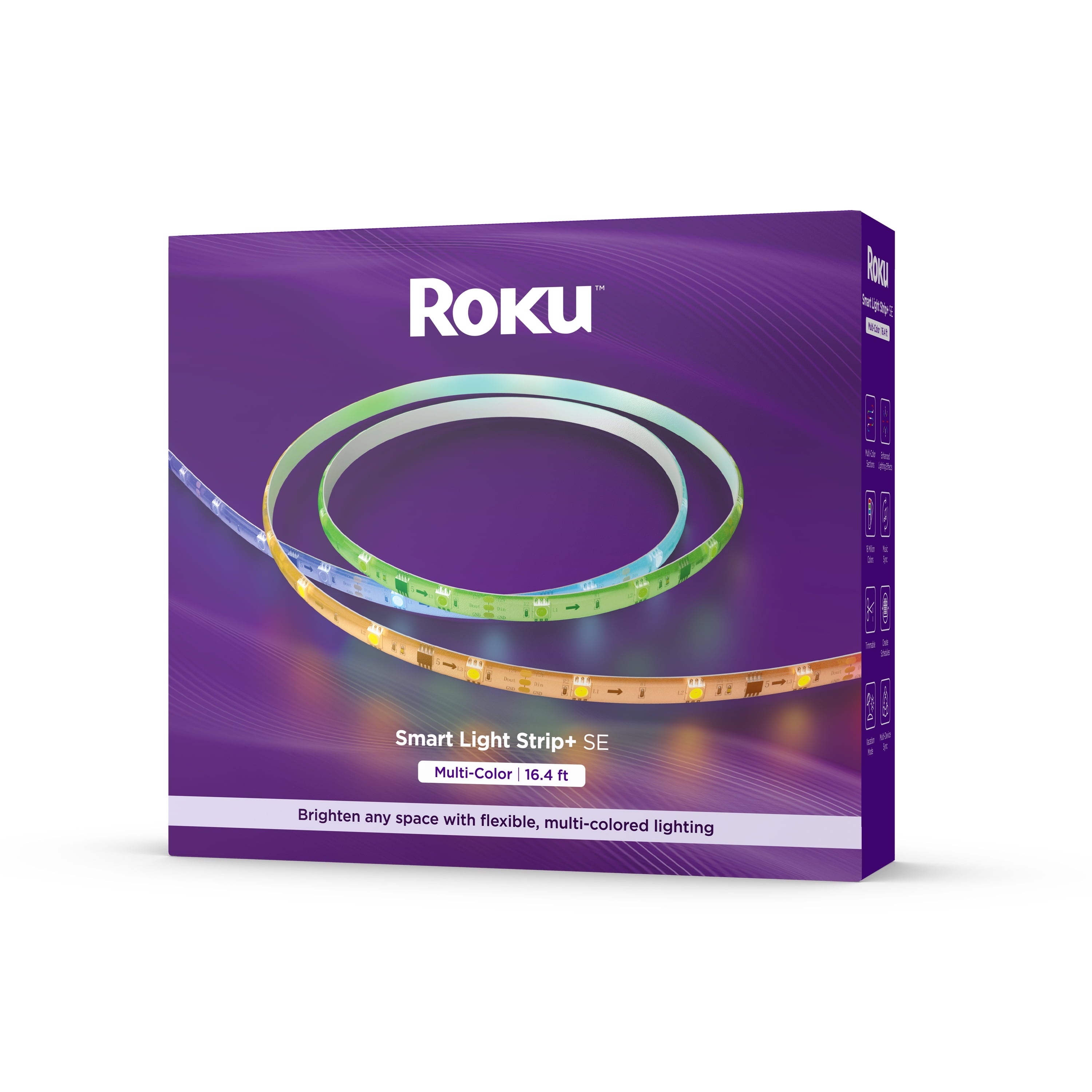 Roku Smart Home Smart Light Strip+ SE Wi-Fi - Enabled Indoor LED 16.4 ft (18 Watt) with Multi-Colored Section Control