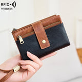 Women's Retro Casual Minimalist Solid Color RFID Blocking Synthetic PU Leather Wallet - Slim Bifold/Trifold Clutch Wristlet with Zipper Pocket, Built-In Card Holder, Large Capacity for Daily Carry & Holiday Gifting