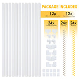 Simple Cord Set of Plastic Twelve 25-inch Wall Cable Management Covers, White