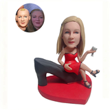 Sitting Girl Bobblehead with High Heels and Custom Head