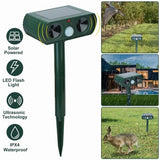 Solar Powered Ultrasonic Animal Repeller Motion Sensor Repellent Device, IPX4 Waterproof, For Repelling Squirrels/Raccoons/Dogs/Cats, Outdoor Use, Green