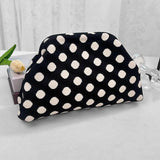 Striped Knit Makeup Bag for Women – Large Capacity Clip-Top Cosmetic Pouch & Travel Toiletry Organizer