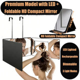 3 Way Mirror for Self Hair Cutting 360 Trifold Barber Mirrors 3 Sided Makeup Mirror to See Back of Head Used for Hair Coloring Braiding Gifts for Men and Women LED Light, Rechargeable, Perfect Valentine's Day Gift