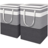 2-Pack 75L Tall Cotton Flax Laundry Hamper with Metal Frame, Waterproof Freestanding Collapsible Basket, Laundry Organization Containers for Dorm Use
