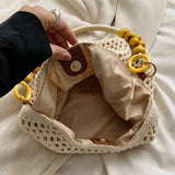 Women's Elegant Crochet Crossbody Shoulder Bag with Wooden Bead Decor, High-Quality Fashion Crossbody Purse, Casual Trendy Bag - image 6