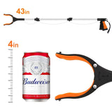 43" Extra Long Reacher Grabber Tool - Foldable, Rotating Jaw with Magnets, 4" Wide Claw, Heavy Duty Durable Gardening Pickup Tool for Elderly, Durable Gardening Tool