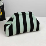 Women's Striped Knit Cosmetic Bag – Large Capacity Makeup Pouch & Travel Toiletry Organizer