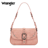 Wrangler Shoulder Bag for Women Leopard Hobo Purse Underarm Handbag with Buckle, Studs & Crossbody Strap