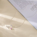 Triple-Layer Initial Necklace with Pink Heart Stone - image 7