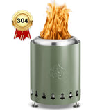 Auseo Tabletop Fire Pit Smokeless Outdoor Mini Fire Compact & Portable Dual Fuel with Portable Bag, 304 Stainless Steel, Green