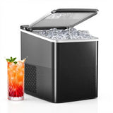 EUHOMY Ice Maker Countertop with Handle, 26lbs in 24Hrs, 9 Ice Cubes Ready in 6 Mins, Auto-Cleaning Portable Ice Maker with Basket and Scoop, for Home/Kitchen/Camping/RV. (2024 New Silver) Utensils