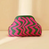 Women's Clip-Top Crossbody Purse – Lightweight Striped, Diamond & Dot Pattern Handbag