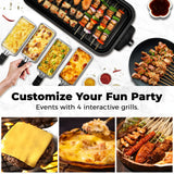 Pukomc Corded 2-in-1 Electric Indoor Grill & Pan - 1800W Smokeless, Temperature Control, Removable Non-Stick Plate, Grill Net, Dishwasher Safe Kitchen Supplies for Apartment Stuff