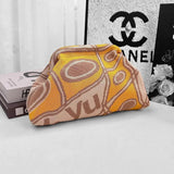 Striped Knit Makeup Bag for Women – Large Capacity Clip-Top Cosmetic Pouch & Travel Toiletry Organizer