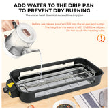 Pukomc Corded 2-in-1 Electric Indoor Grill & Pan - 1800W Smokeless, Temperature Control, Removable Non-Stick Plate, Grill Net, Dishwasher Safe Kitchen Supplies for Apartment Stuff