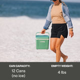 RTIC 8 QT, 12 Can Ice Chest Cooler Hard-Sided, White & Grey, Road Trip Personal Cooler