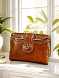 Women's Mini Bifold PU Leather Wallet with Zipper & Card Holder