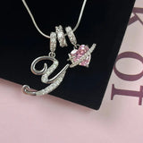 Triple-Layer Initial Necklace with Pink Heart Stone - image 37