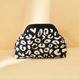 Striped Knit Makeup Bag for Women – Large Capacity Clip-Top Cosmetic Pouch & Travel Toiletry Organizer