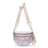Women's Leopard Print Bum Bag – Lightweight Oxford Cloth Crossbody Bag with Carrying Chain