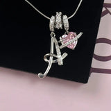 Triple-Layer Initial Necklace with Pink Heart Stone - image 14