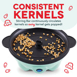 Dash 4.5 Qt. Stirring Electric Popcorn Popper with Lid for Serving Bowl & Convenient Storage, 18 Cups – Aqua - New