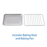 Mainstays 4 Slice Countertop Toaster Oven with 3 Settings, includes baking rack and pan, Arctic White, New