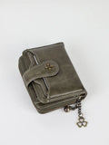 Women's Mini Bifold PU Leather Wallet with Zipper & Card Holder