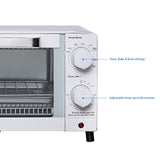 Mainstays 4 Slice Countertop Toaster Oven with 3 Settings, includes baking rack and pan, Arctic White, New