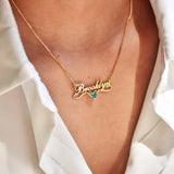 Personalized Name and Birthstone Necklace - image 2