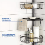 Mainstays 4-Tier Tension Pole Shower Caddy with Adjustable Baskets, Soap Tray in Oil-Rubbed Bronze