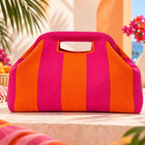 Women's Green Leaf Cosmetic Bag – Knitted Jacquard Makeup Organizer with Cutout Handle
