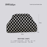 Striped Knit Makeup Bag for Women – Large Capacity Clip-Top Cosmetic Pouch & Travel Toiletry Organizer