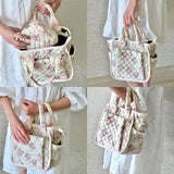Small quilted floral tote bag