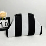 Women's Striped Knit Cosmetic Bag – Large Capacity Makeup Pouch & Travel Toiletry Organizer