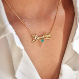 Personalized Name and Birthstone Necklace - image 1