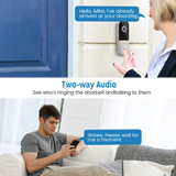 Doorbell Camera Wireless, Smart WiFi Video Doorbell, 1080P, Video Doorbell Camera with 2 Way Audio, AI Human Detection, Night Vision, Cloud Storage, Battery Powered, Easy Installation, 2.4G WiFi Only