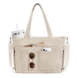 WeeNOD-L Large Corduroy Tote Bag with Laptop Sleeve & Cup Holder