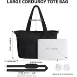 WeeNOD-L Large Corduroy Tote Bag with Laptop Sleeve & Cup Holder