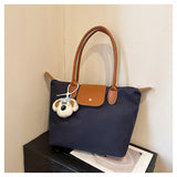 Cute Puppy Charm Nylon Tote Bag – Large Capacity Two-Tone Shoulder Bag